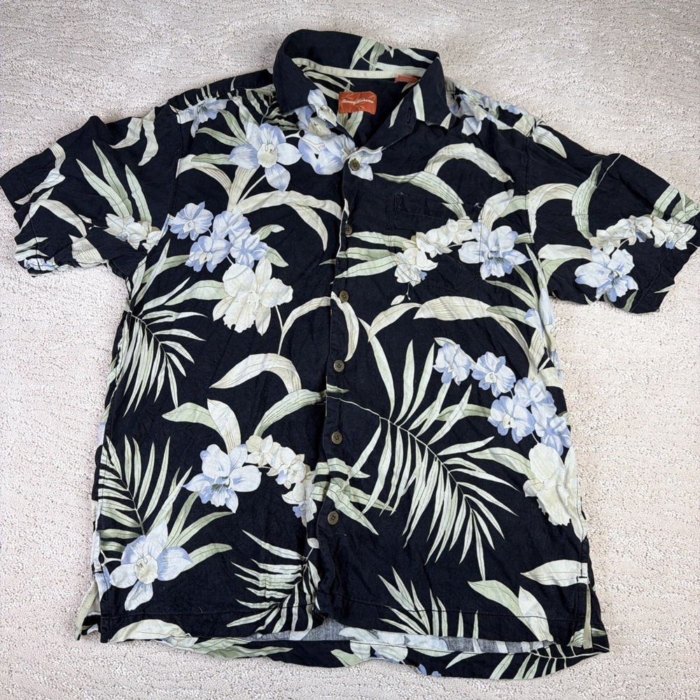 Men's‎ Tommy Bahama Medium 100% Silk Short Sleeve Floral Hawaiian Shirt Resort
